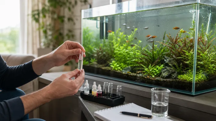 Aquariophile préparant un aquarium planté