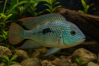 Aequidens rivulatus Strip blanca acara