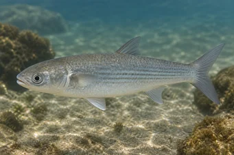 Mugil labrosus Mulas con labios grandes